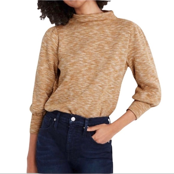 Madewell Tops - Madewell Gathered Sleeve Mockneck Top Puffed Sleeve Women’s Size XS AG265